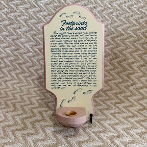 Vintage 1989 Artmark Chicago Footprints in the Sand Wall Plaque Candle Holder